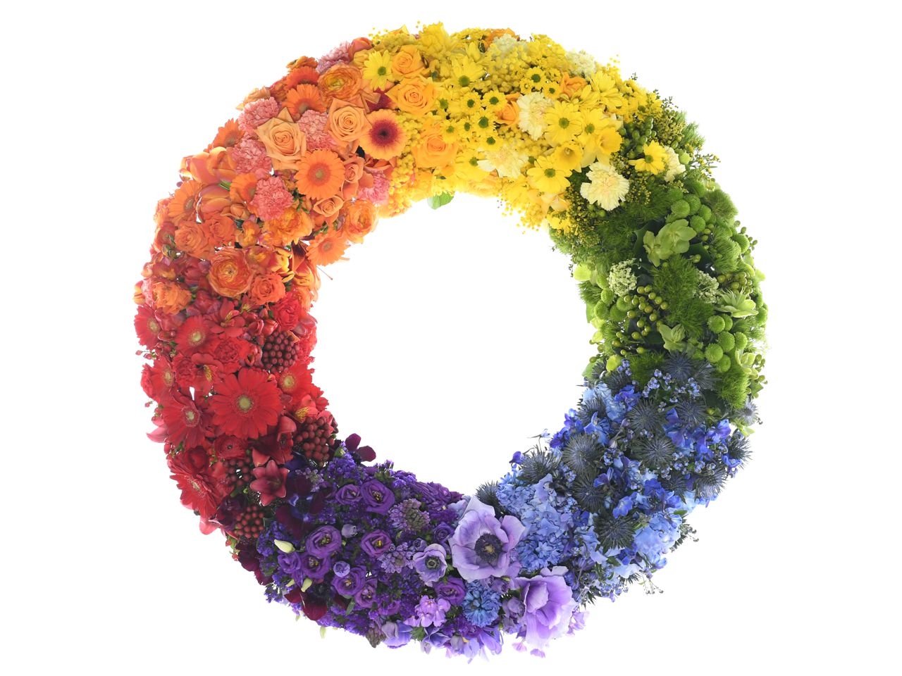 Blumenkranz in Regenbogenfarben